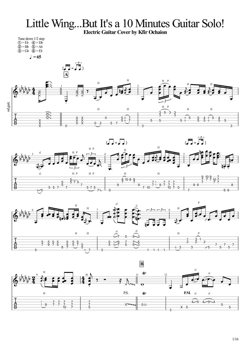 Jimi Hendrix Little Wing Extended Tab Kfir Ochaion