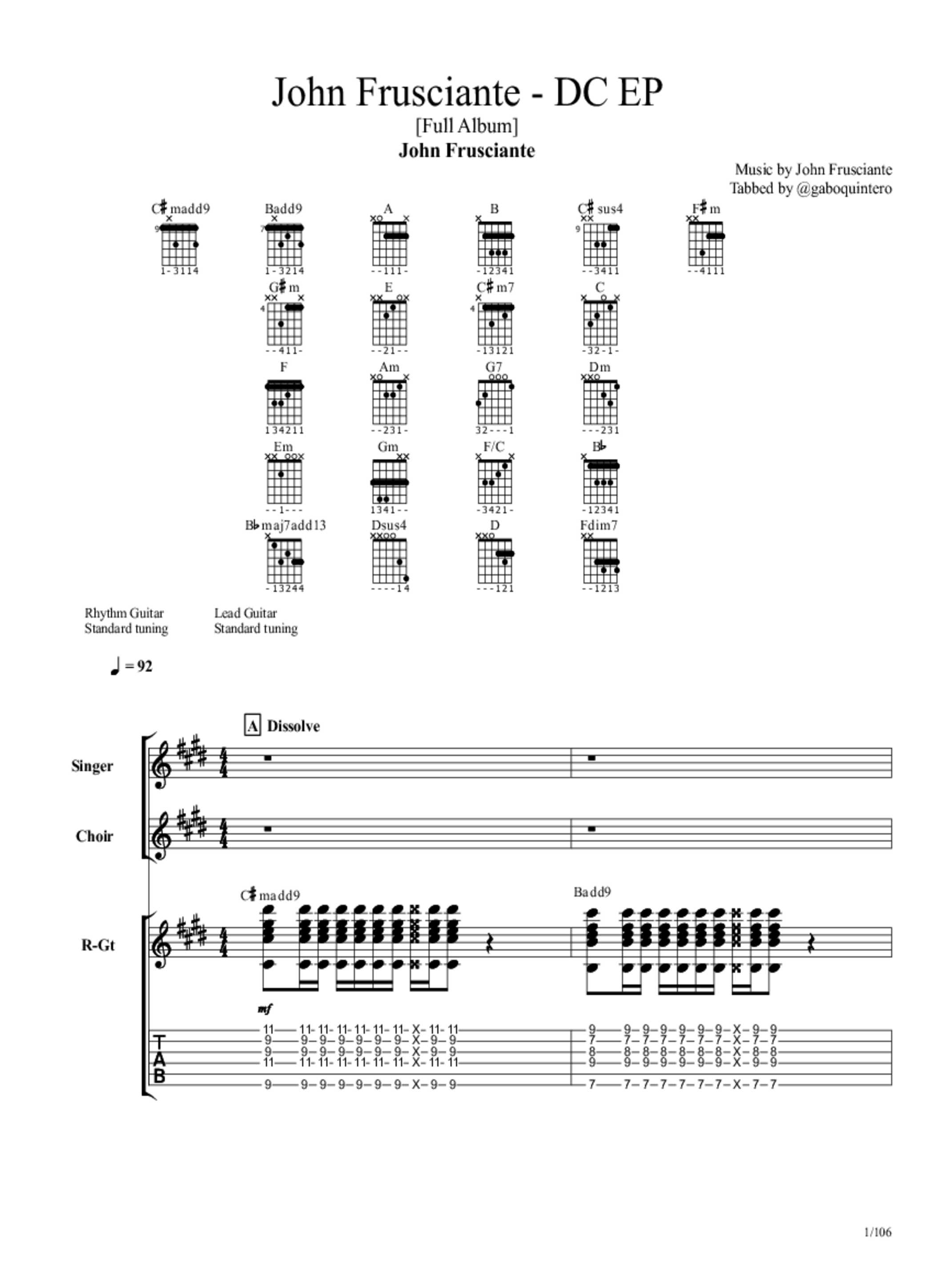 John Frusciante DC EP Full Album Tab JohnFrusciantetv