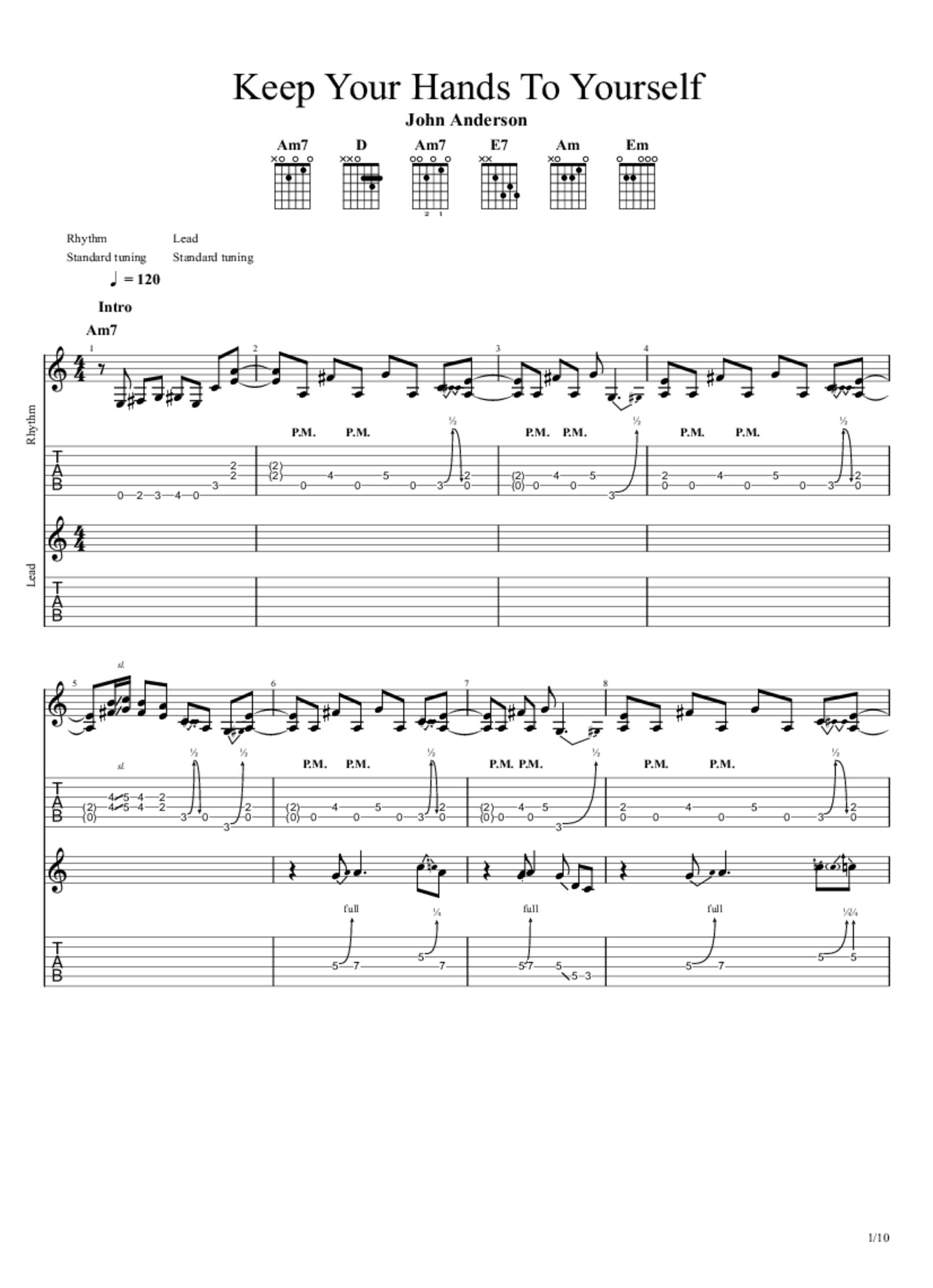 Keep Your Hands To Yourself Tab & Chords John Anderson