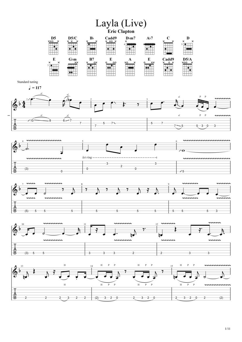 Layla Live Tab & Chords Eric Clapton