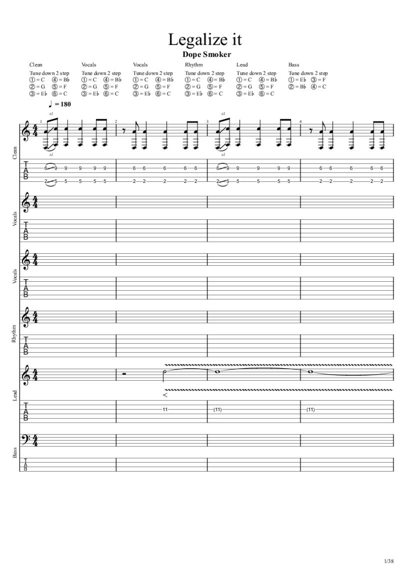 Legalize It Chords & Tabs Dope Smoker