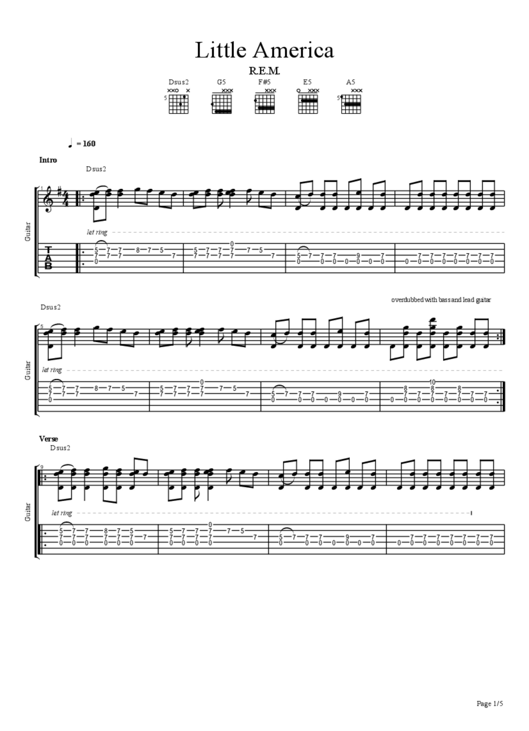 Little America Tab & Chords R.E.M