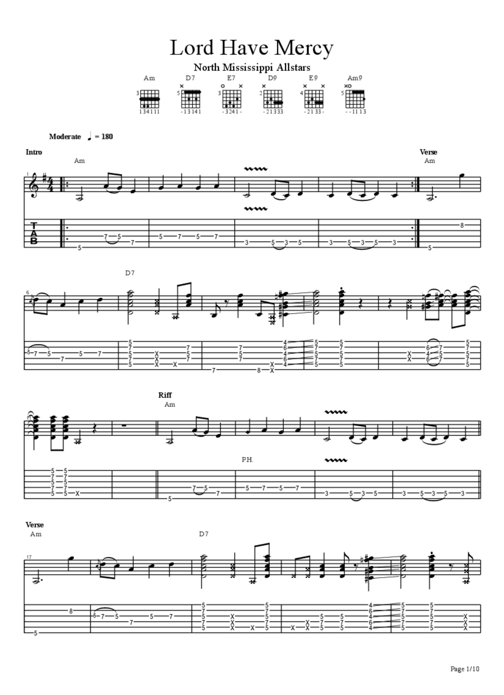 Lord Have Mercy Tab & Chords North Mississippi Allstars