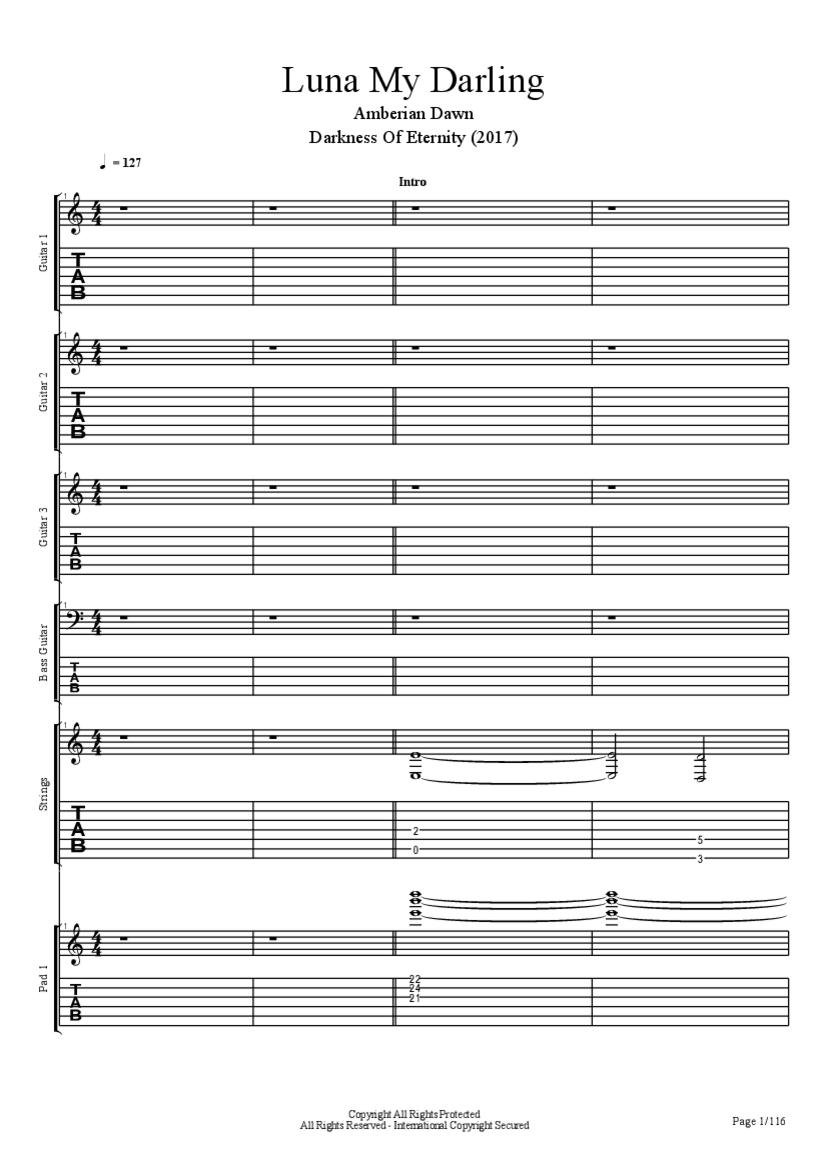 Luna My Darling Drum Tab & Chords Amberian Dawn PaidTabs