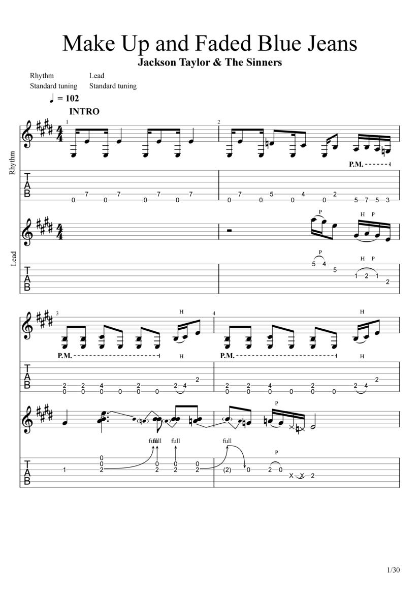 Make Up and Faded Blue Jeans Tab Jackson Taylor & The Sinners