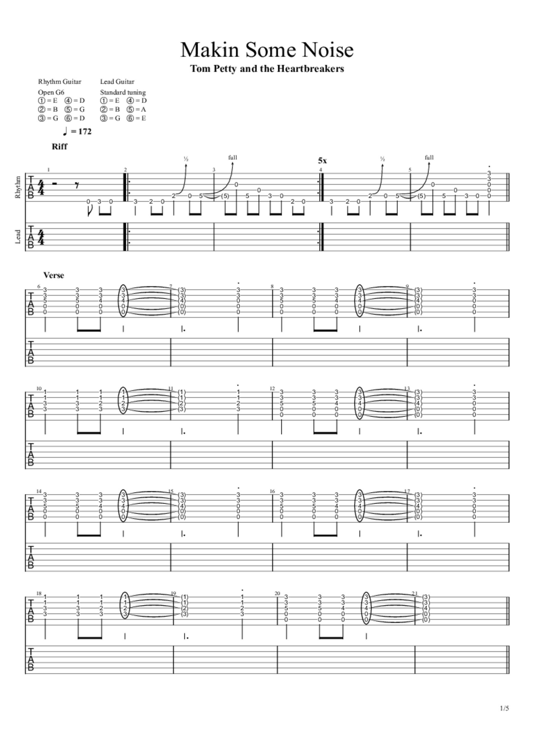 Makin' Some Noise Tab & Chords Tom Petty