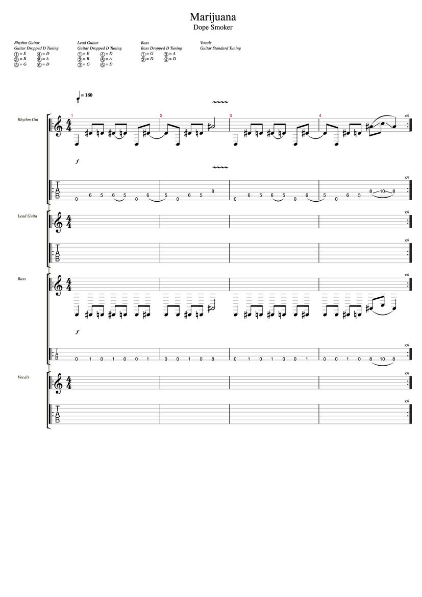 Marijuana Tab & Chords Dope Smoker