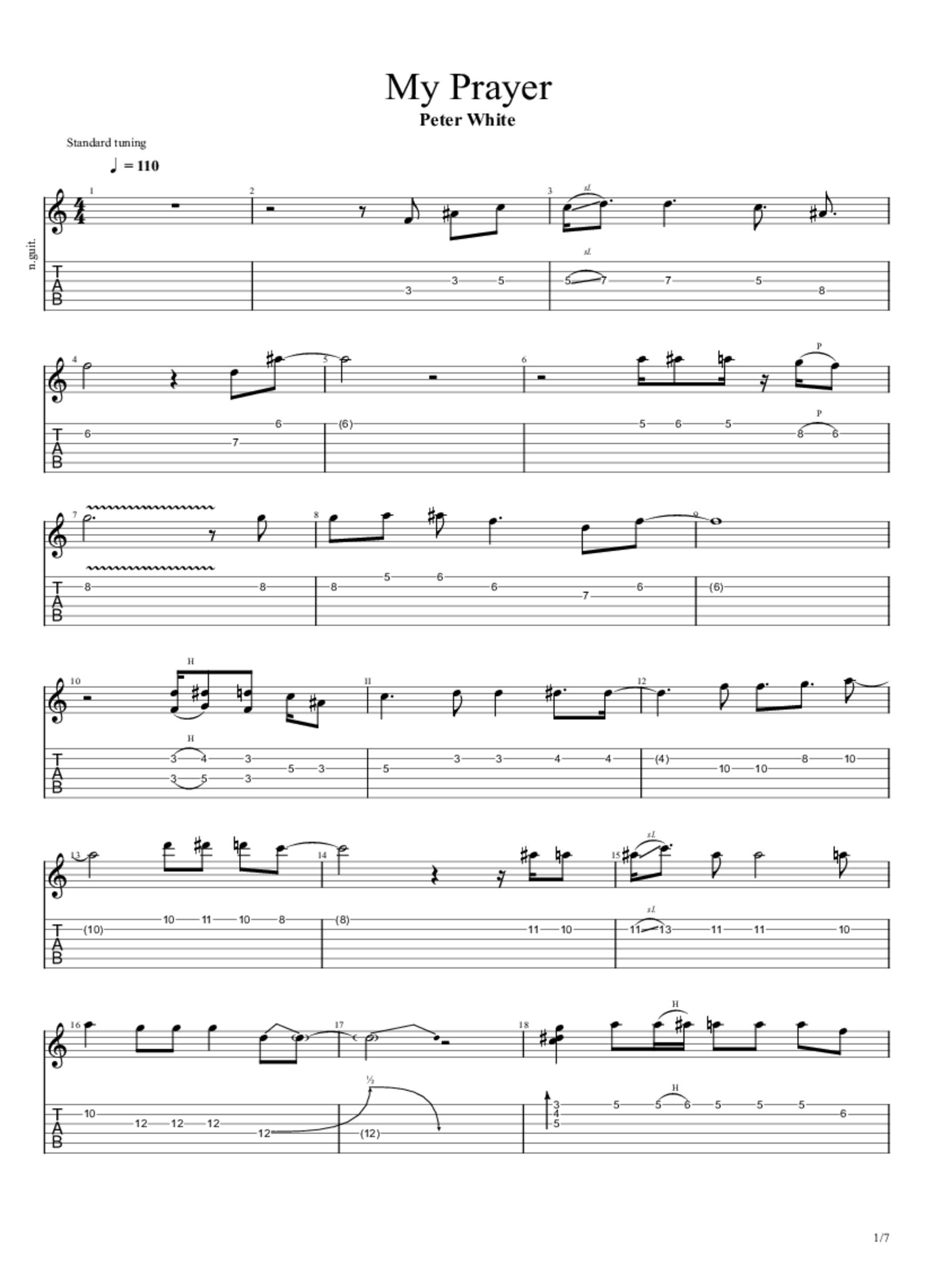 My Prayer Tab Peter White