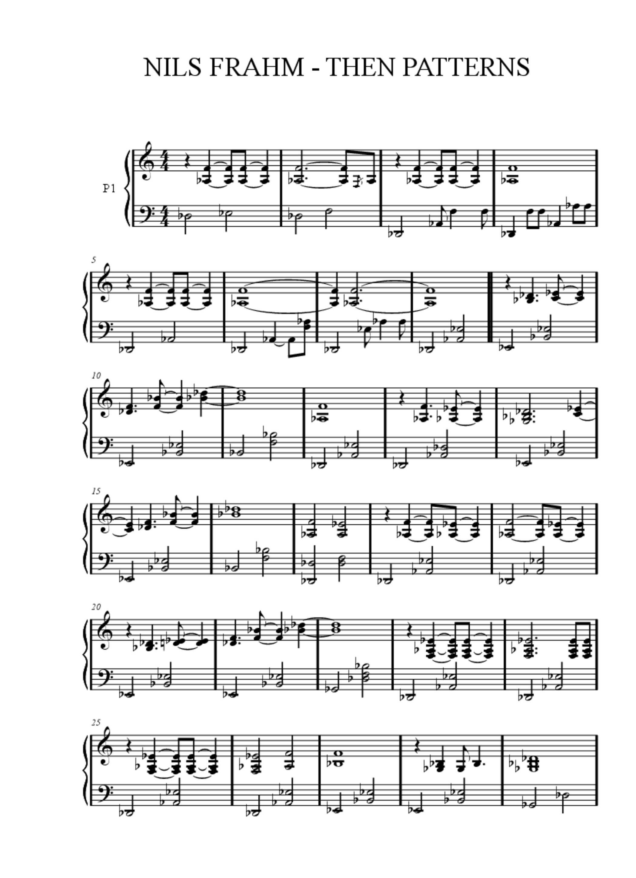 Then Patterns Piano Sheet Music Nils Frahm