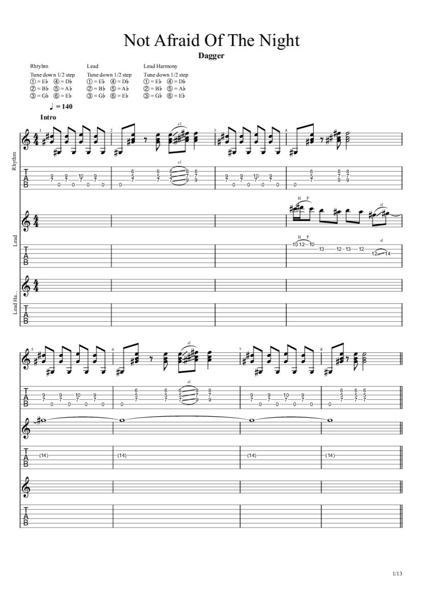 Not Afraid of The Night Tab & Chords Dagger