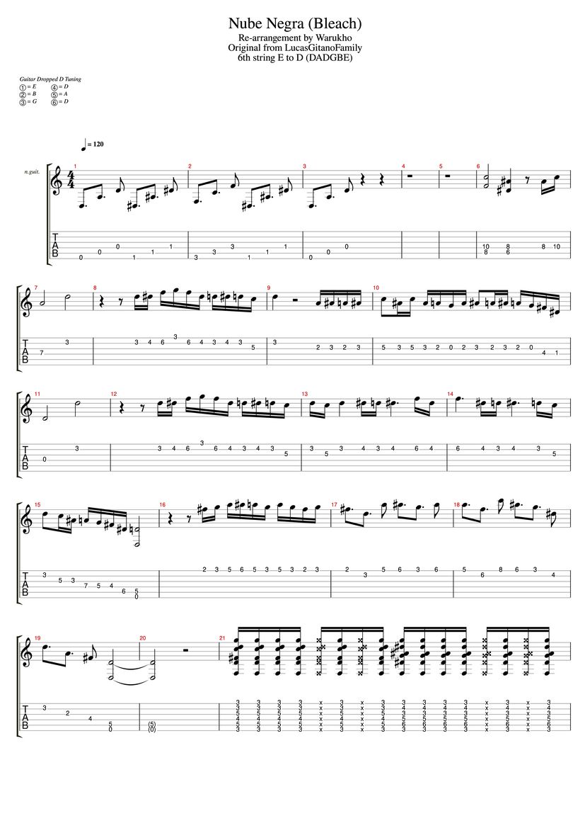 Nube Negra Bleach Chords & Tabs Shiro Sagisu