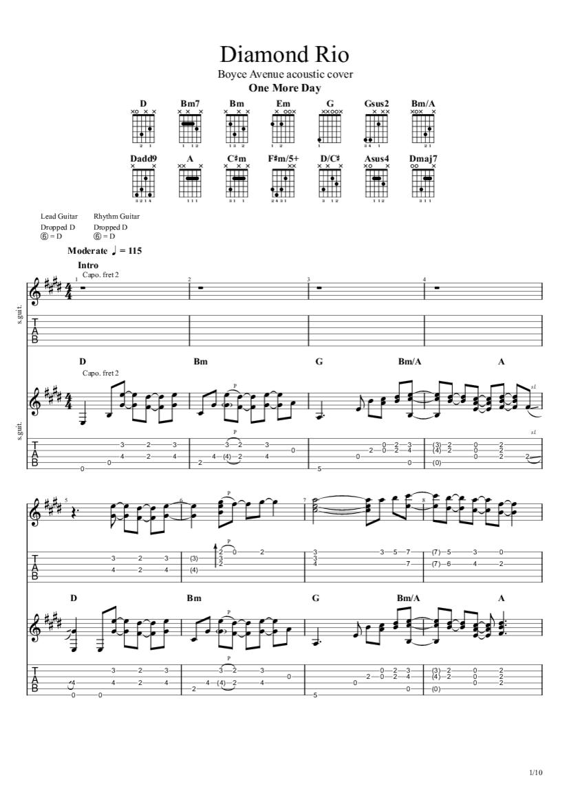 One More Day acoustic cover Tab Boyce Avenue Diamond Rio