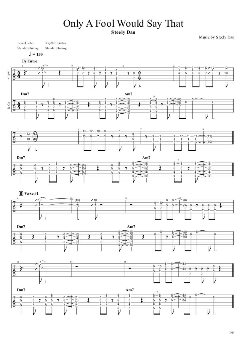 Only A Fool Would Say That Tab & Chords - Steely Dan