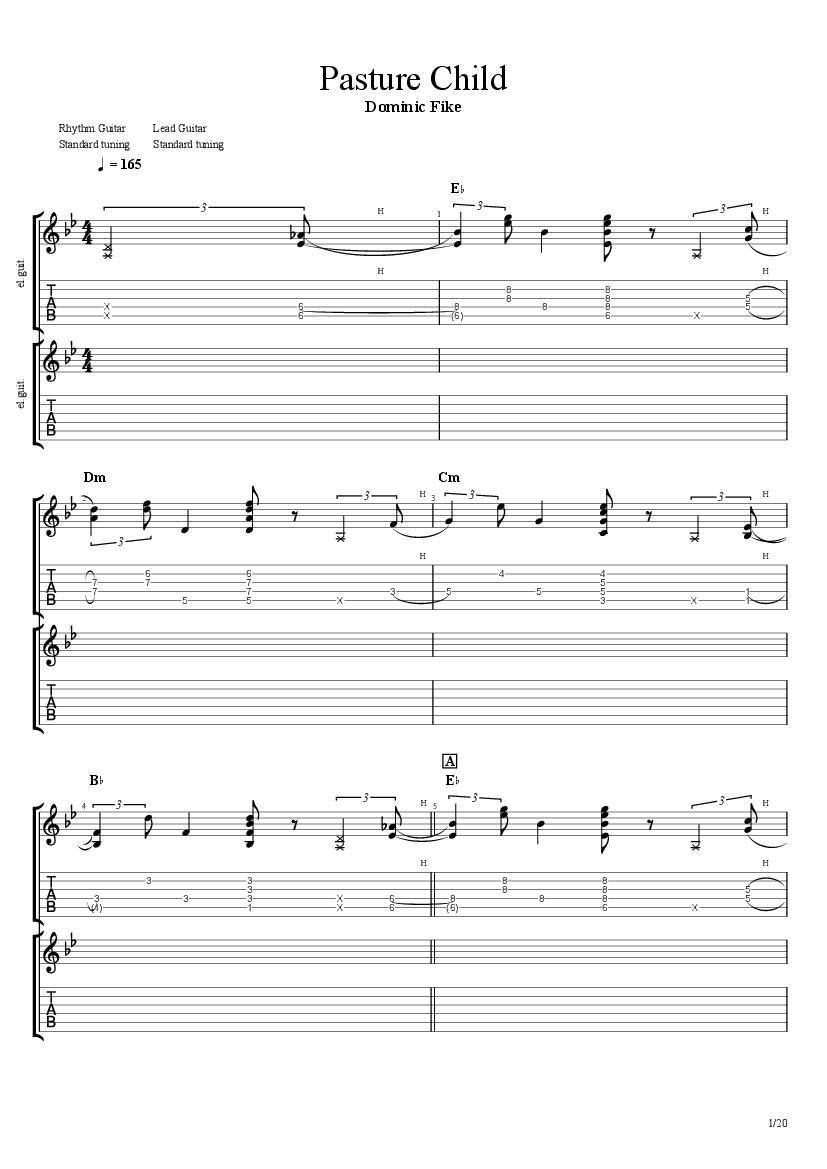 Pasture Child Tab & Chords DominicFike