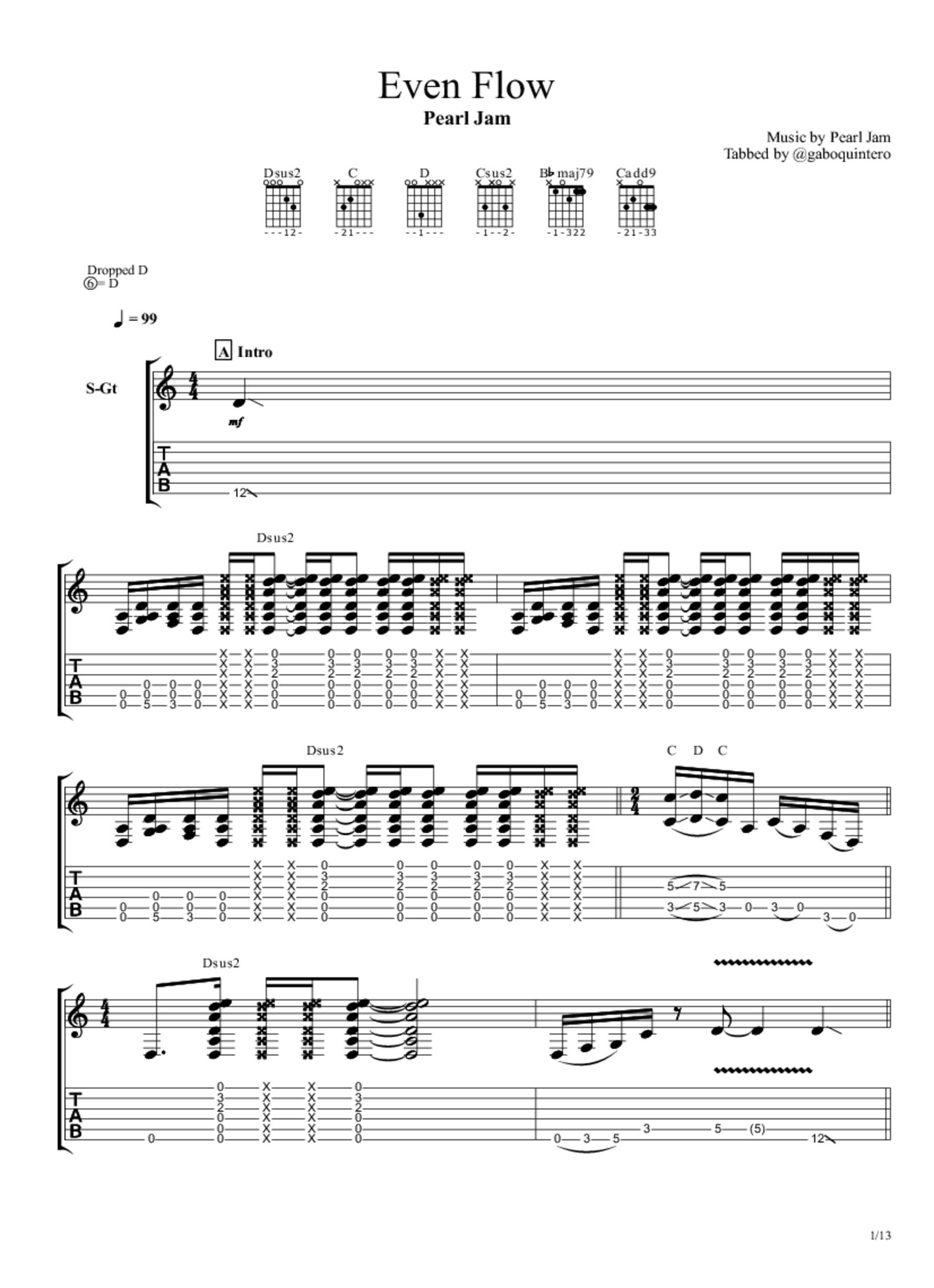 Pearl Jam Even Flow Tab & Chords Fernando Pedrosa