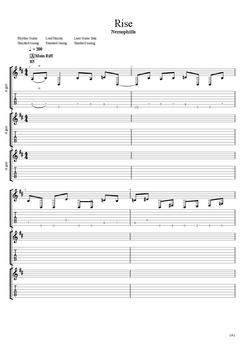 RISE Tab & Chords NEMOPHILA