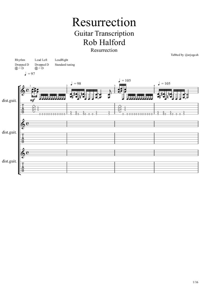 Resurrection Tab & Chords Rob Halford