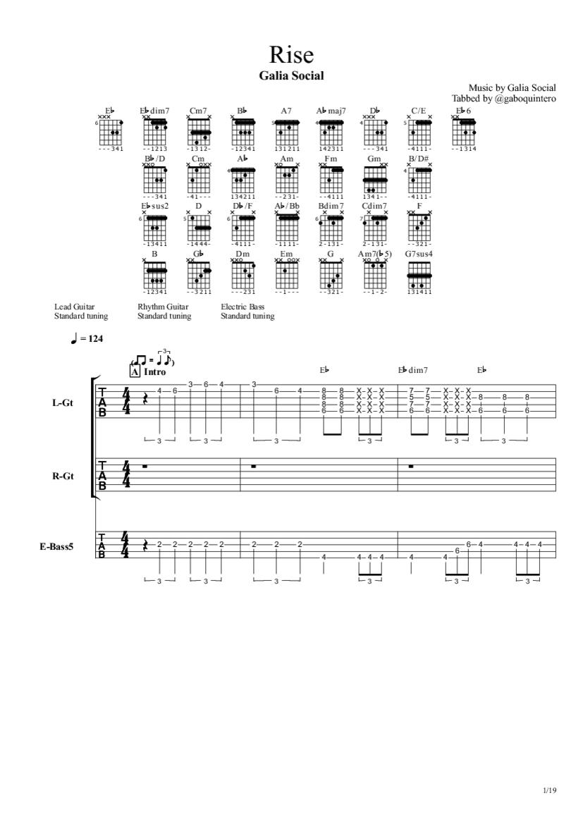 Rise Tab & Chords Galia Social