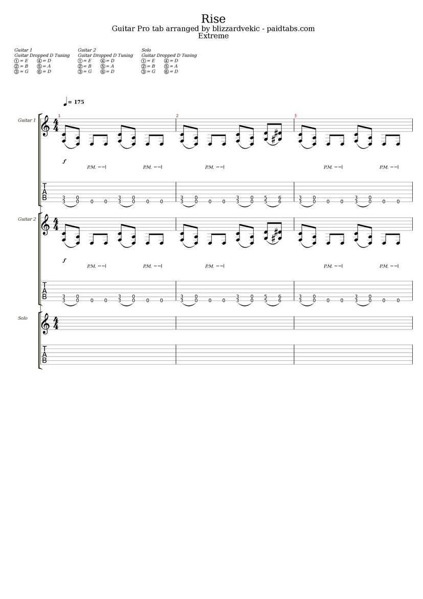 Rise Tab & Chords Extreme