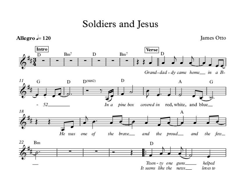 Soldiers and Jesus Sheet Music James Otto