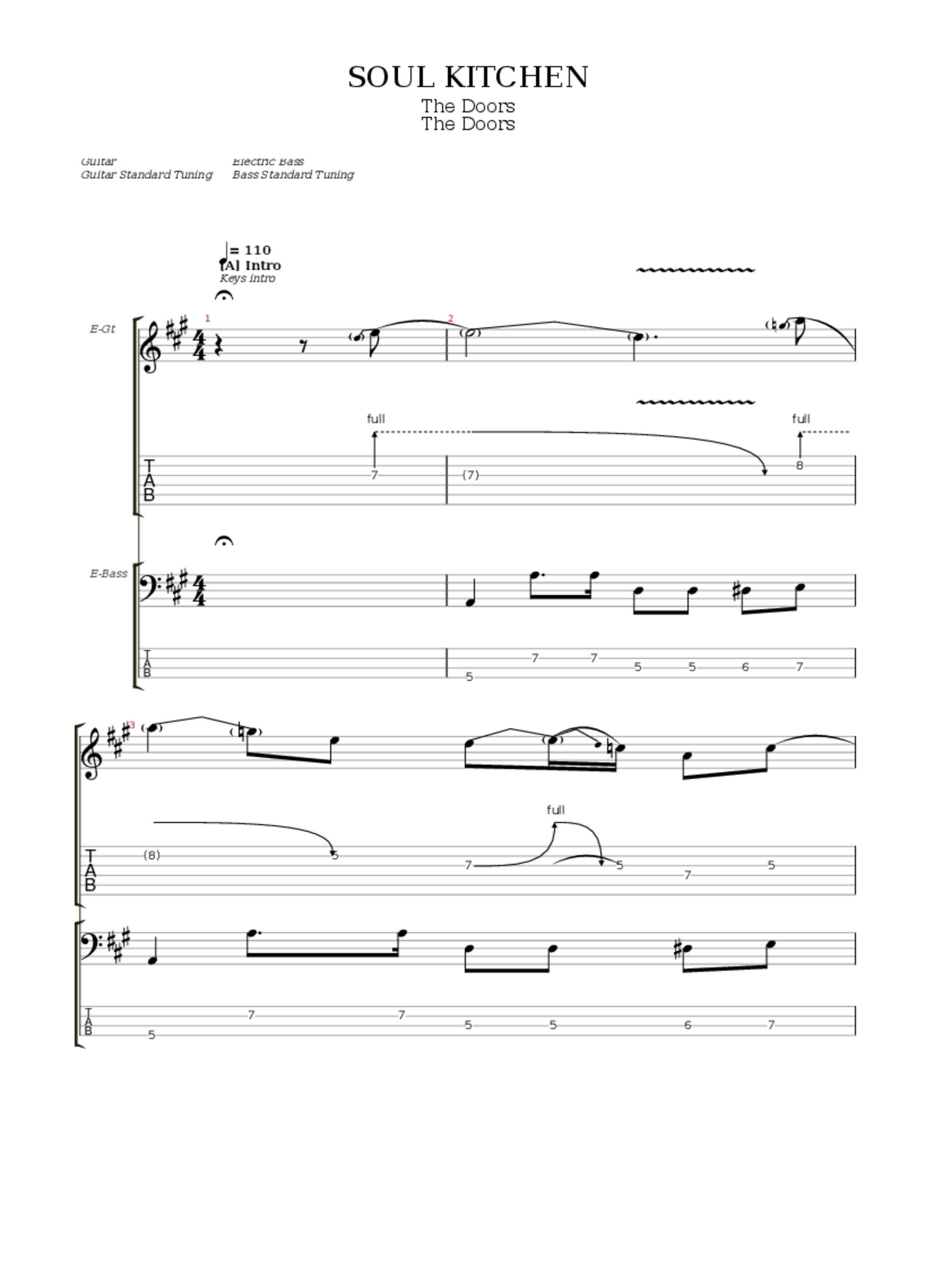 Soul Kitchen Tab The Doors