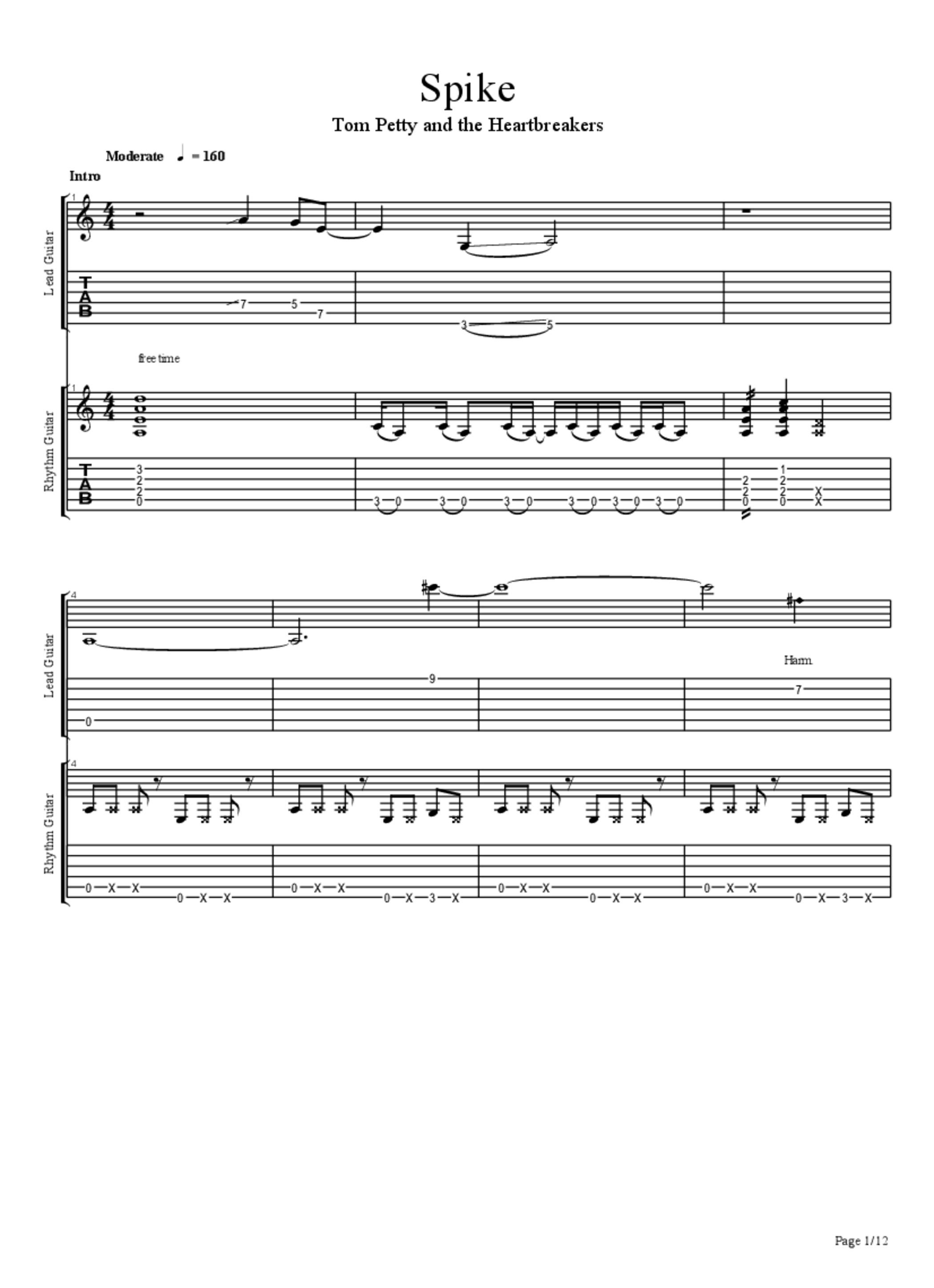 Spike Tab & Chords Tom Petty