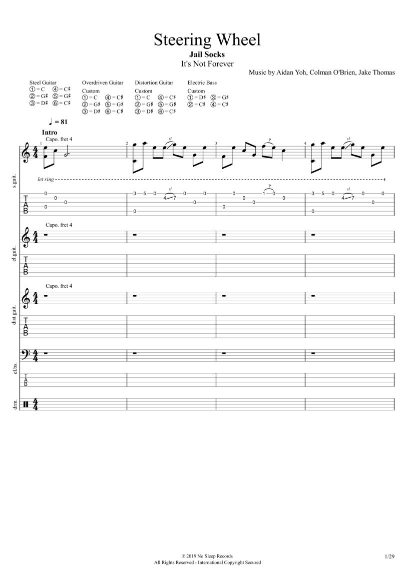 Steering Wheel Drum Tab & Chords Jail Socks