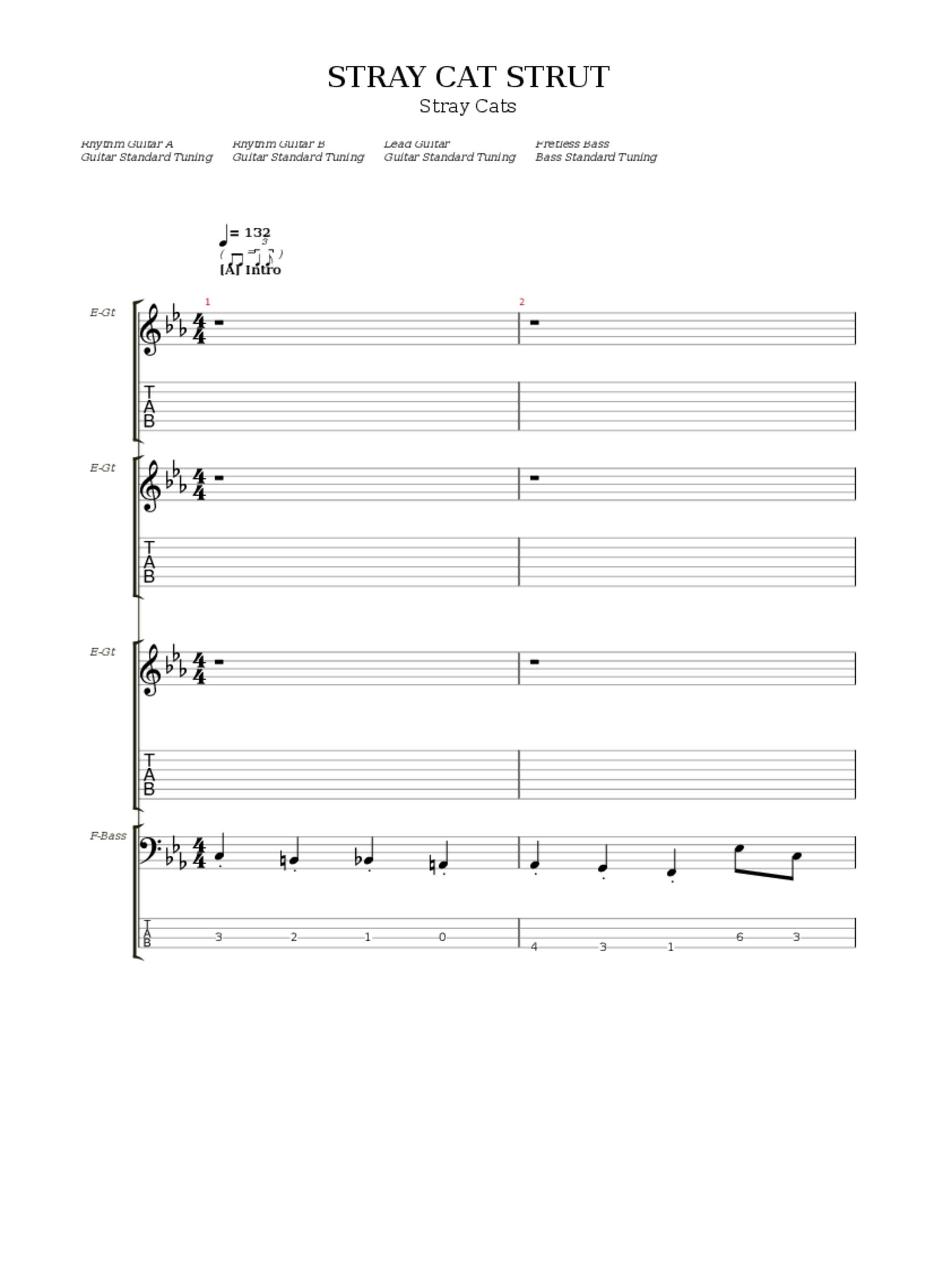 Stray Cat Strut Tab & Chords Stray Cats