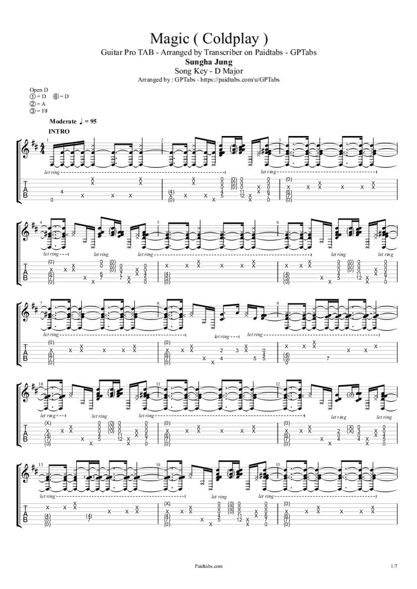Coldplay Magic Tab Sungha Jung