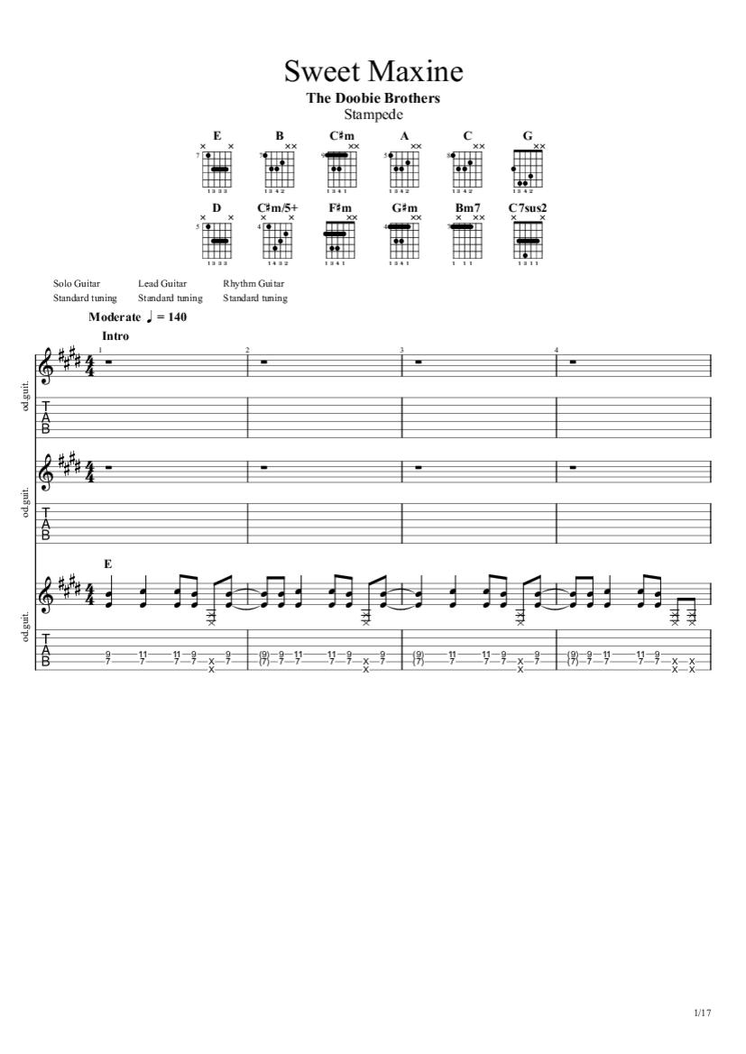 Sweet Maxine Tab & Chords The Doobie Brothers PaidTabs