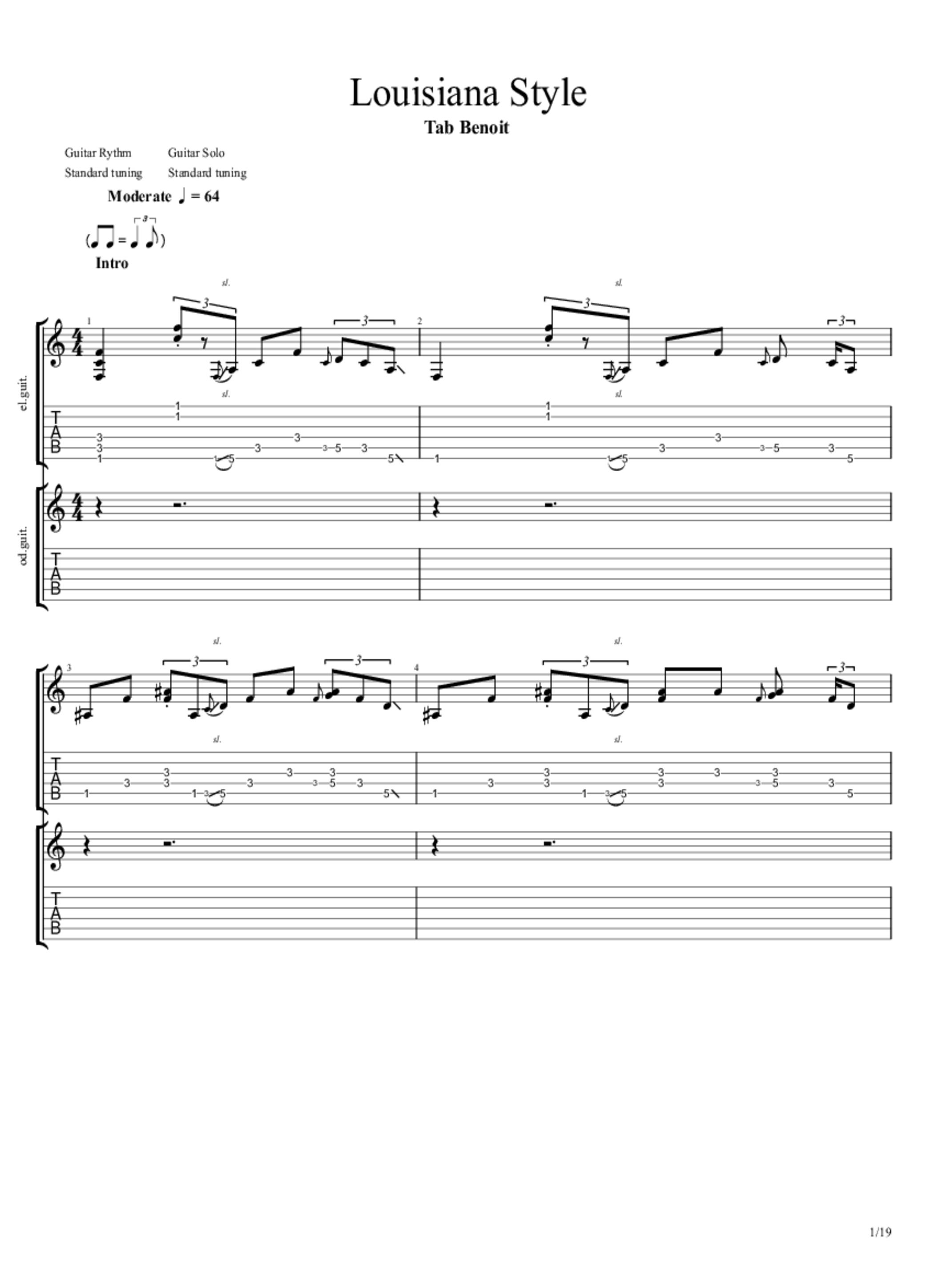 Tab Benoit Louisiana Style Chords Irotten