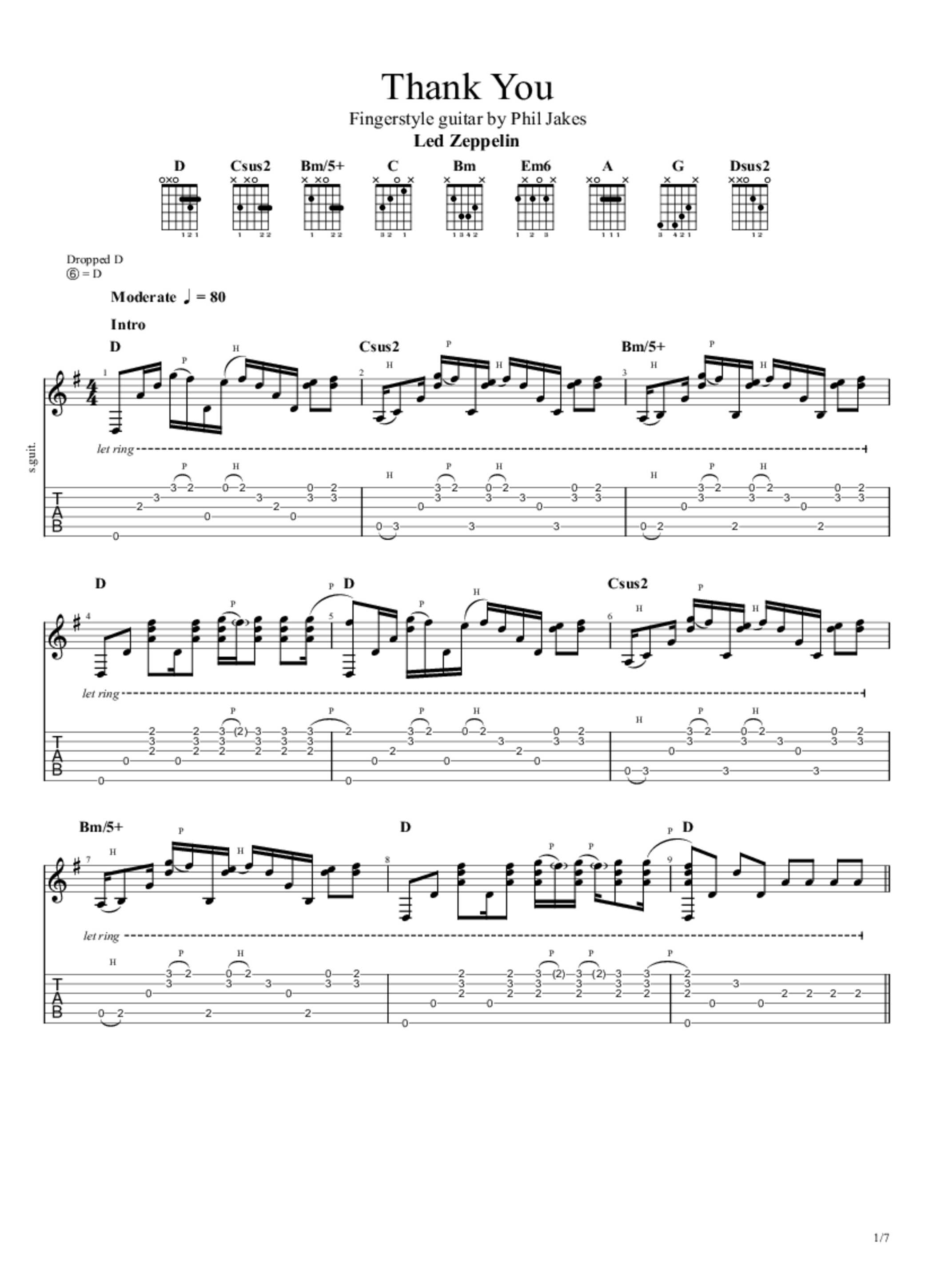 Thank You Chords & Tabs Led Zeppelin