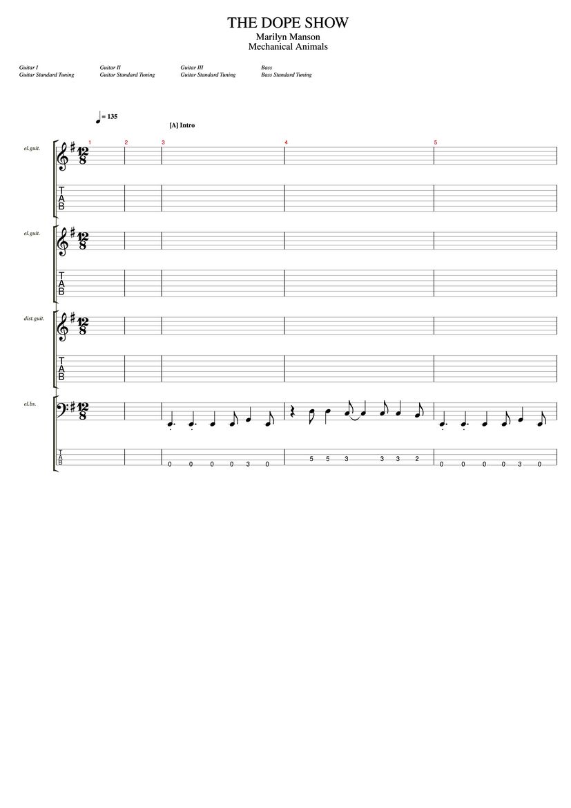 The Dope Show Tab & Chords Marilyn Manson