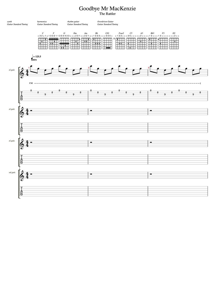 The Rattler Tab & Chords Goodbye Mr MacKenzie PaidTabs