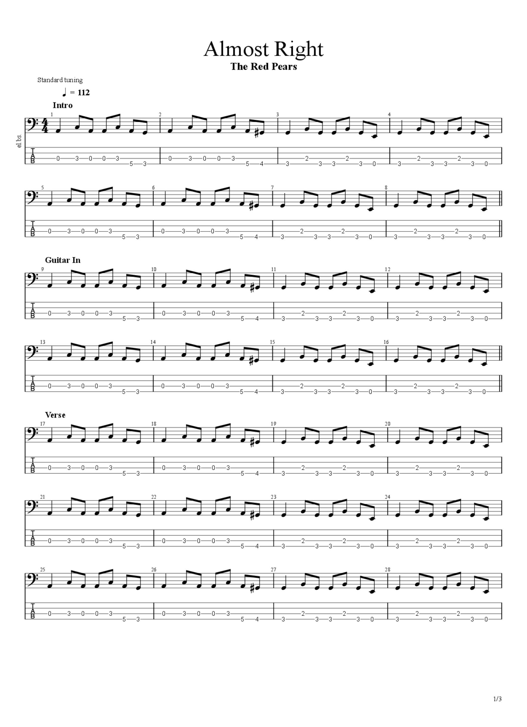 Almost Right Tab The Red Pears