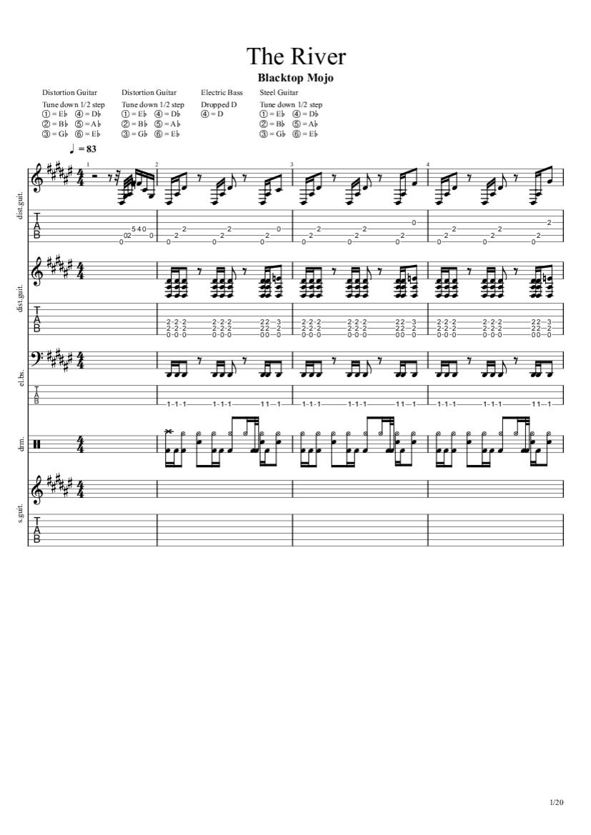 The River Drum Tab & Chords Blacktop Mojo