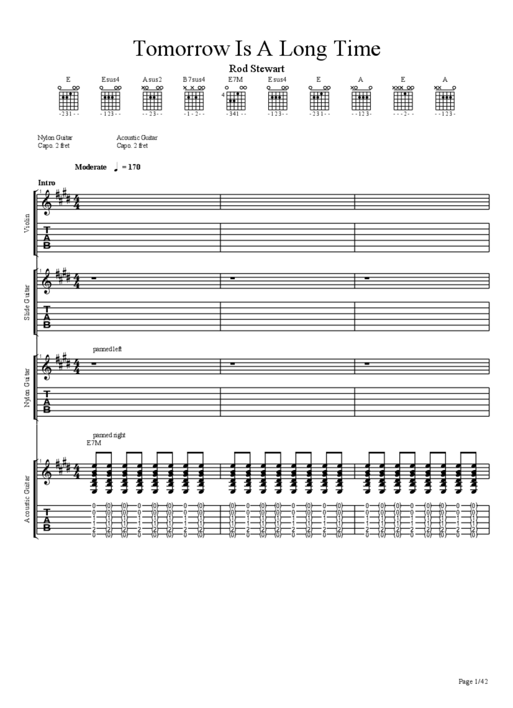 Tomorrow Is A Long Time Tab & Chords Rod Stewart