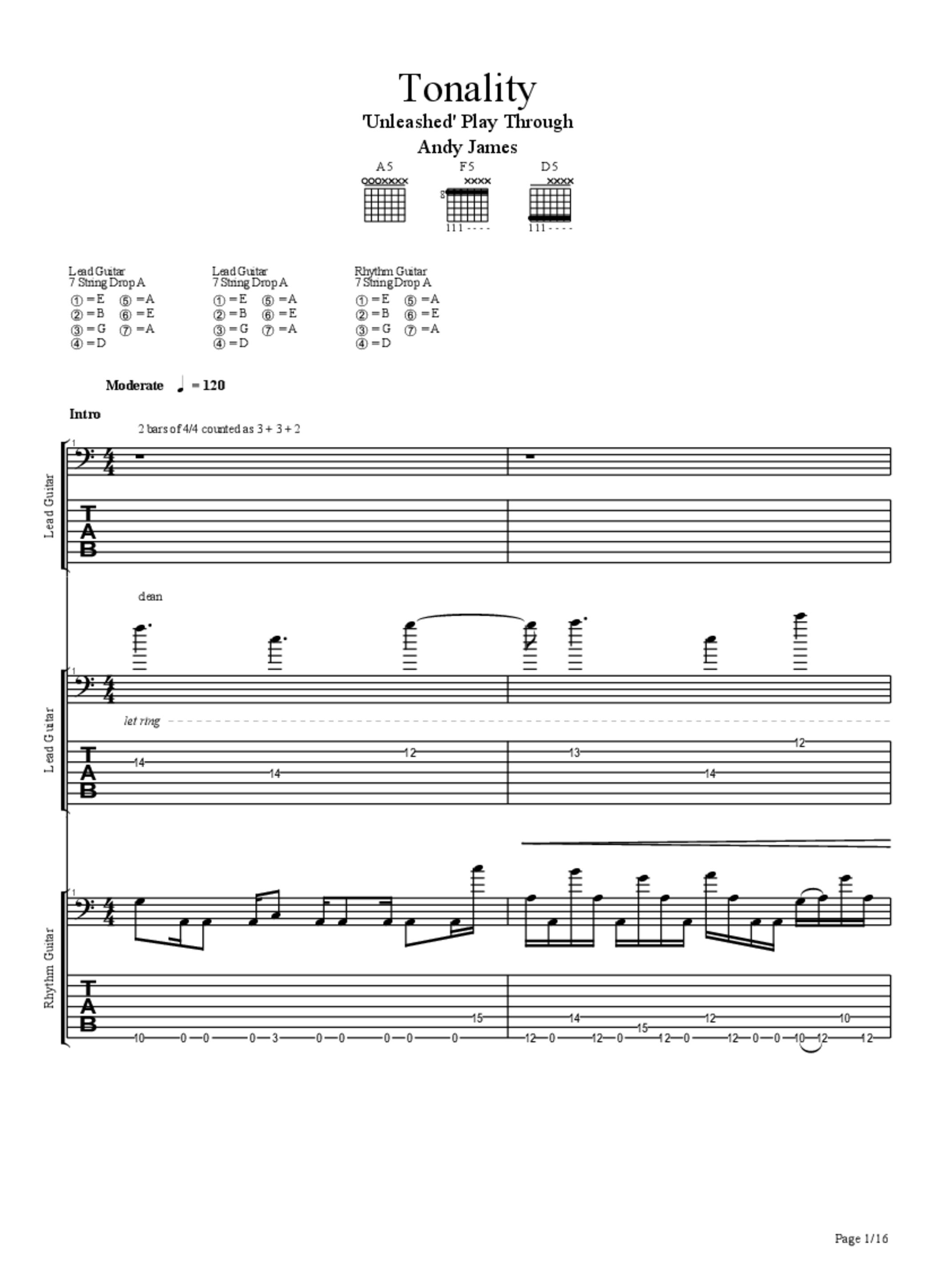 Tonality Unleashed Play Through Tab & Chords Andy James