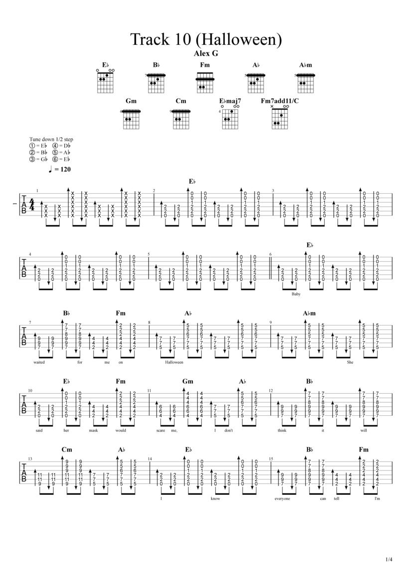 Track 10 Halloween Tab & Chords Alex G
