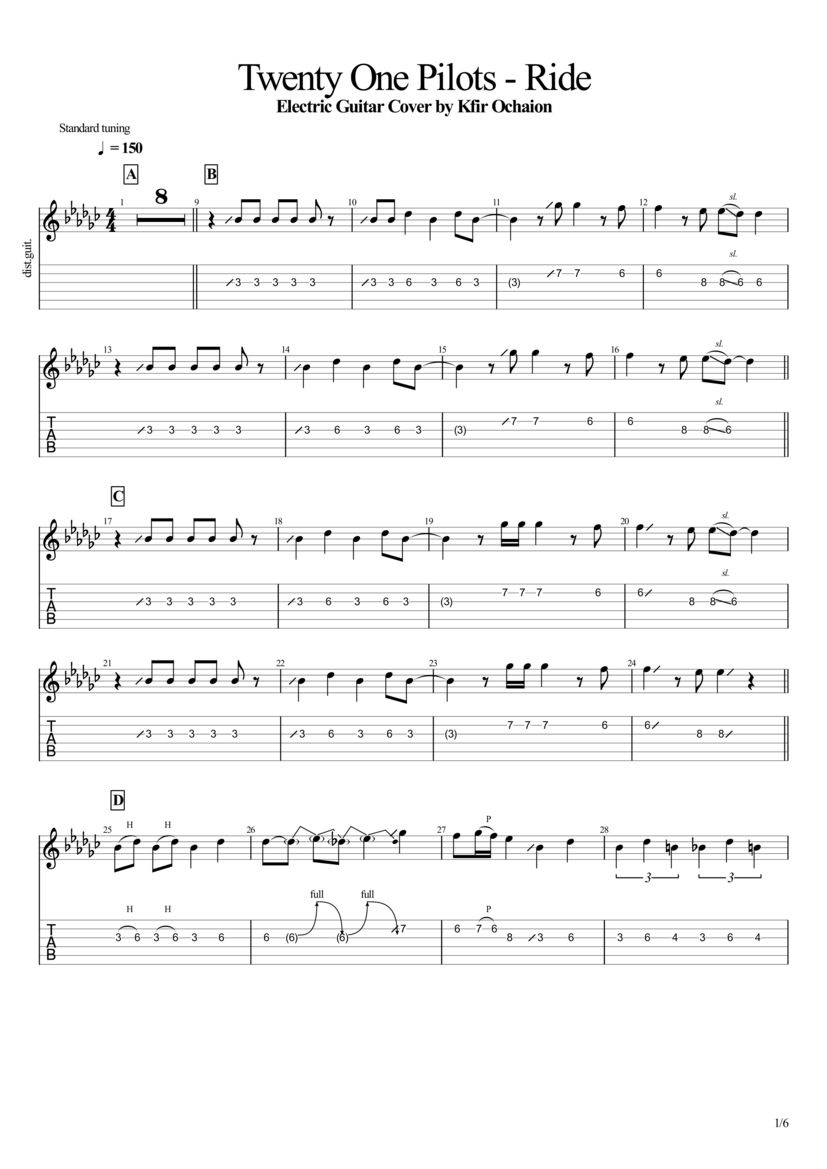 Twenty One Pilots Ride Electric Tab Kfir Ochaion