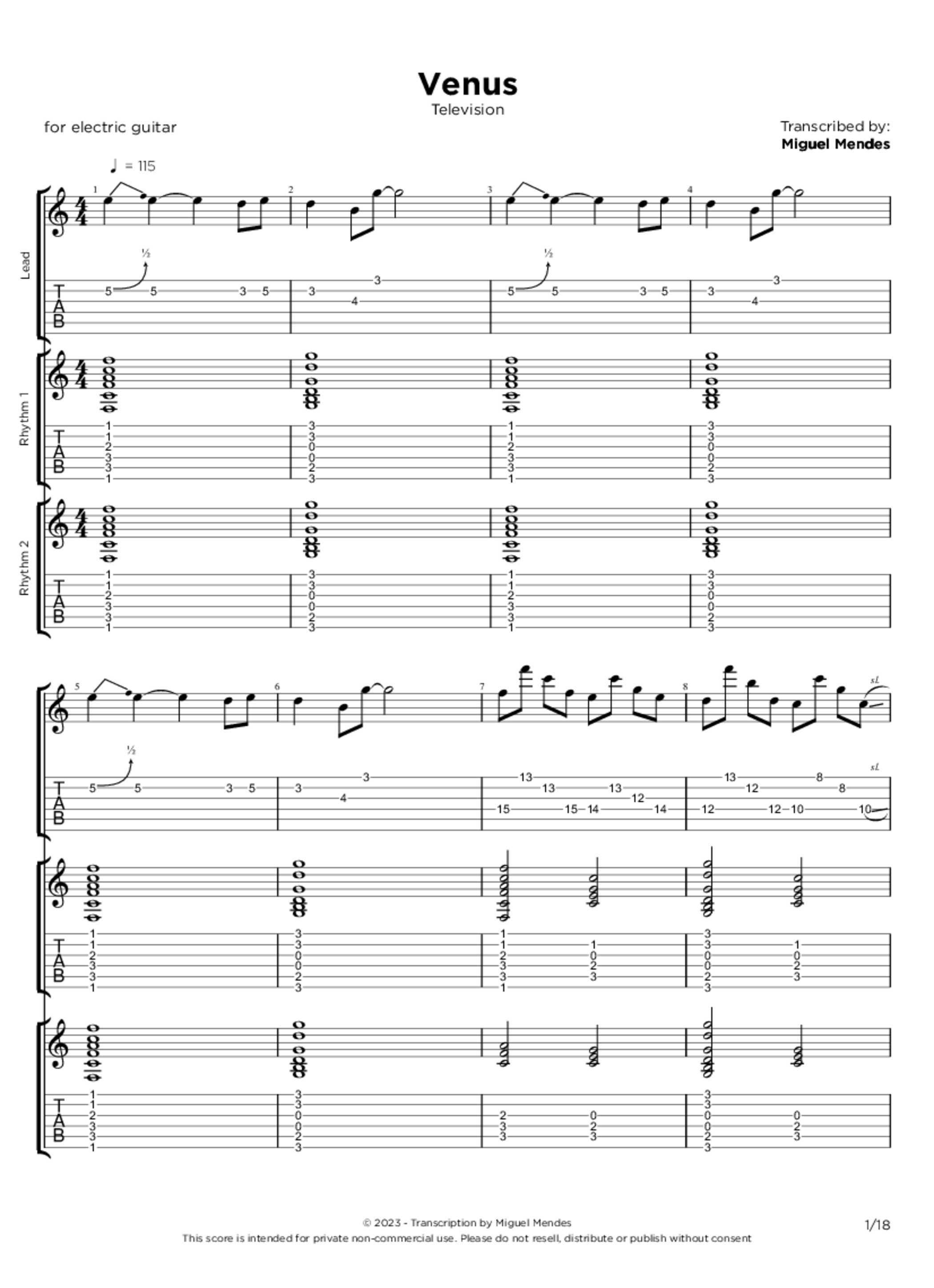 Venus Tab & Chords Television