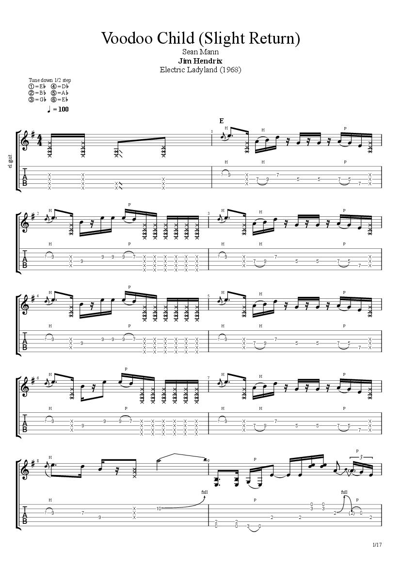 Voodoo Child Tab Sean Mann