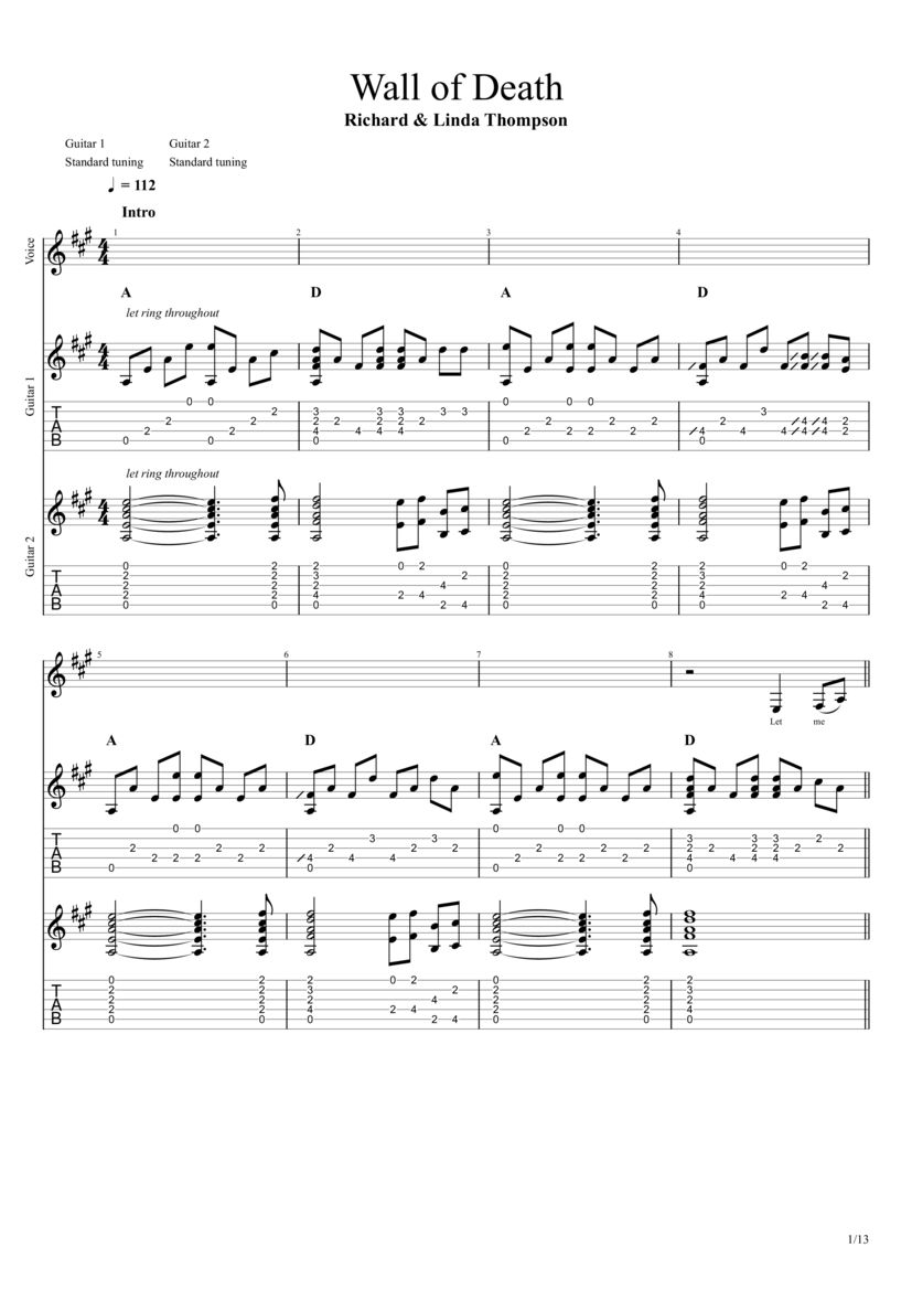 Wall of Death Tab & Chords Richard & Linda Thompson