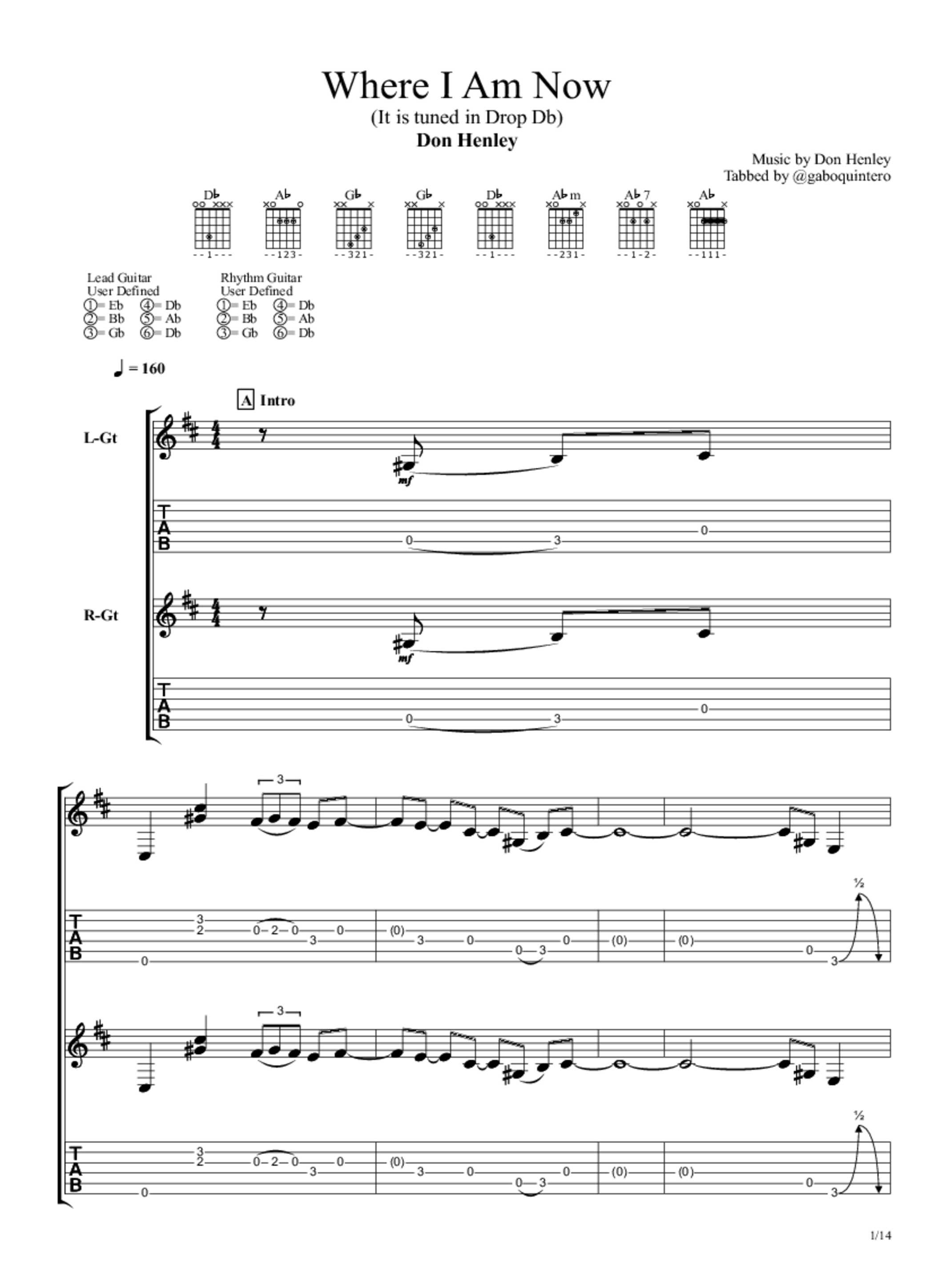 Where I Am Now Tab & Chords Don Henley