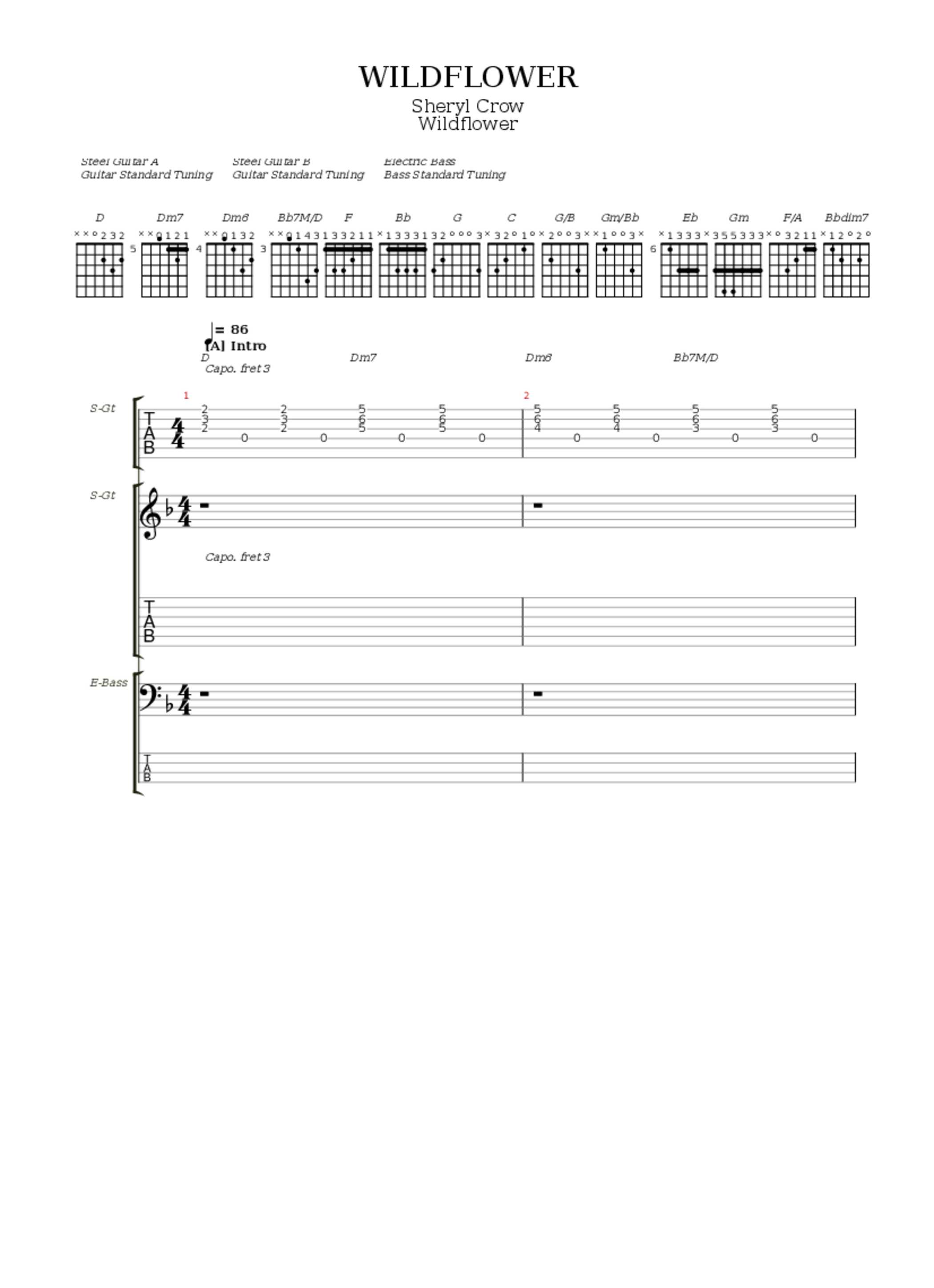 Wildflower Tab & Chords Sheryl Crow