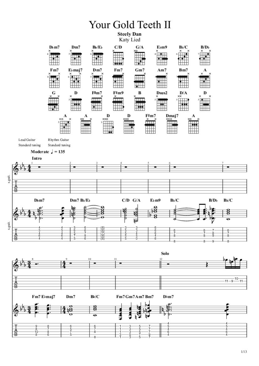 Your Gold Teeth II Tab & Chords Steely Dan