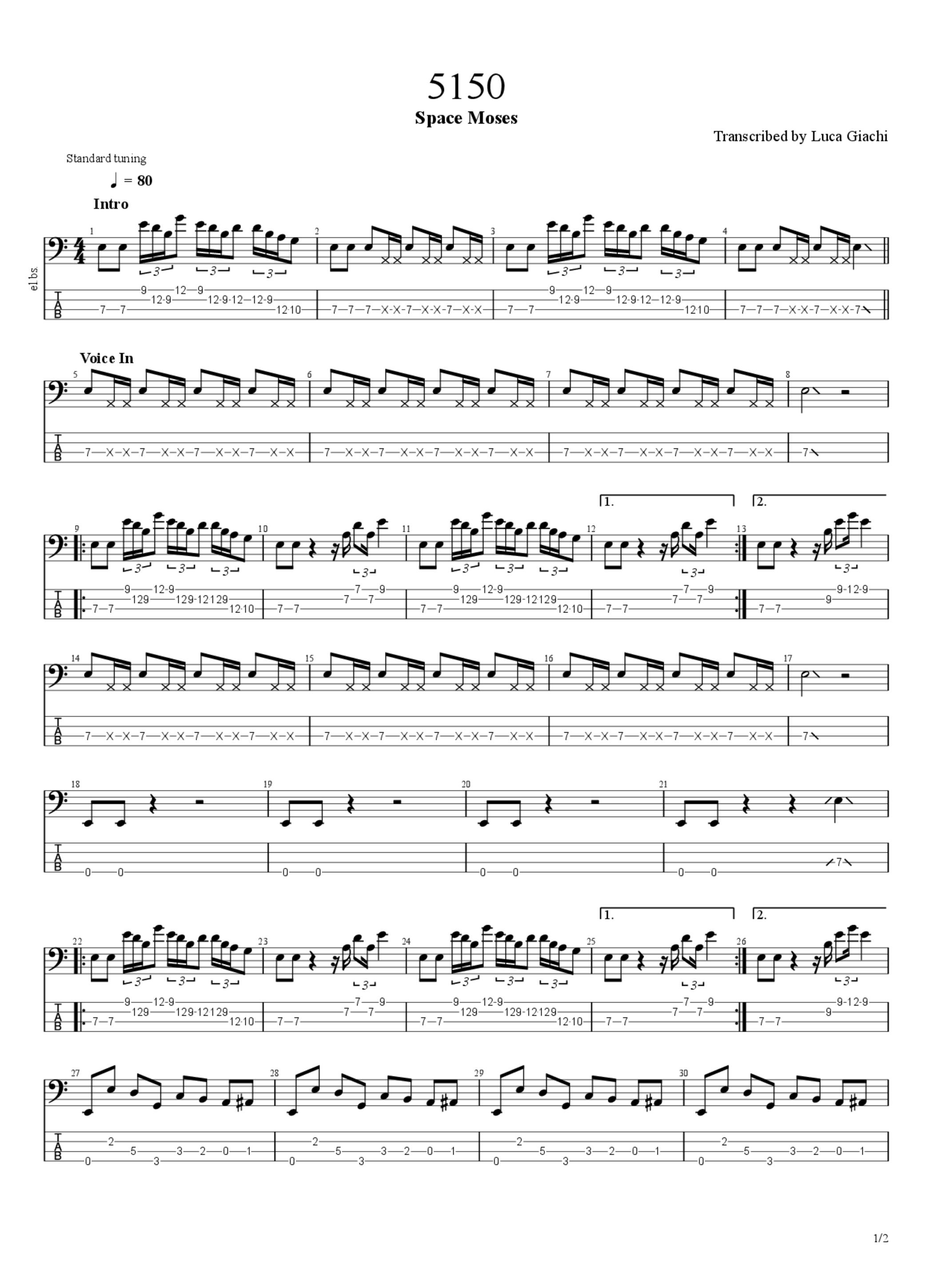 5150 Tab - Space Moses | PaidTabs.com