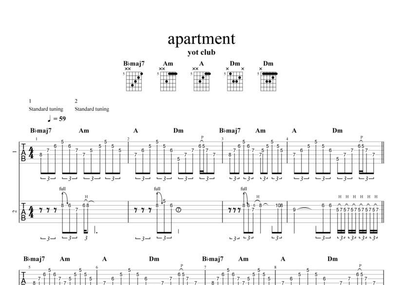 apartment Tab & Chords Yot Club