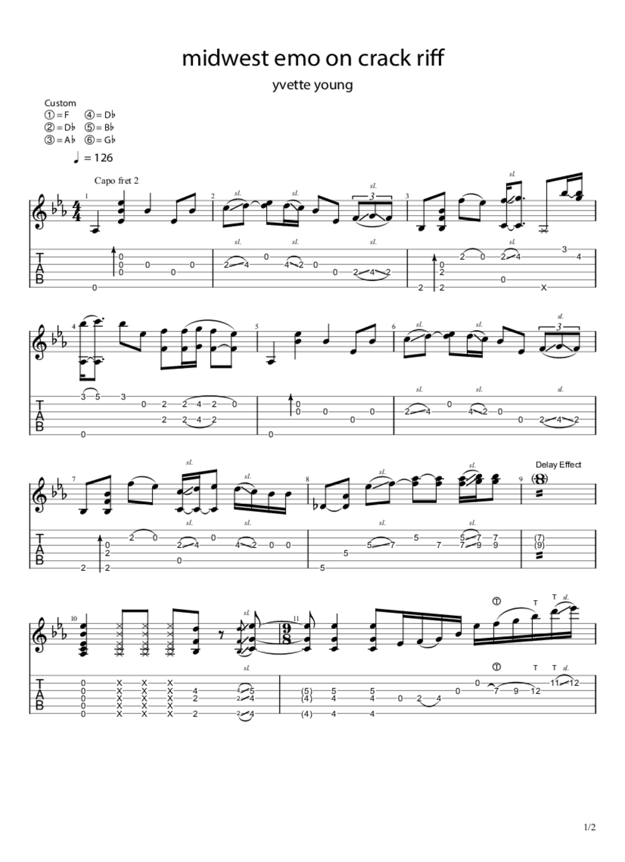 midwest emo on crack riff Tab & Chords yvette young