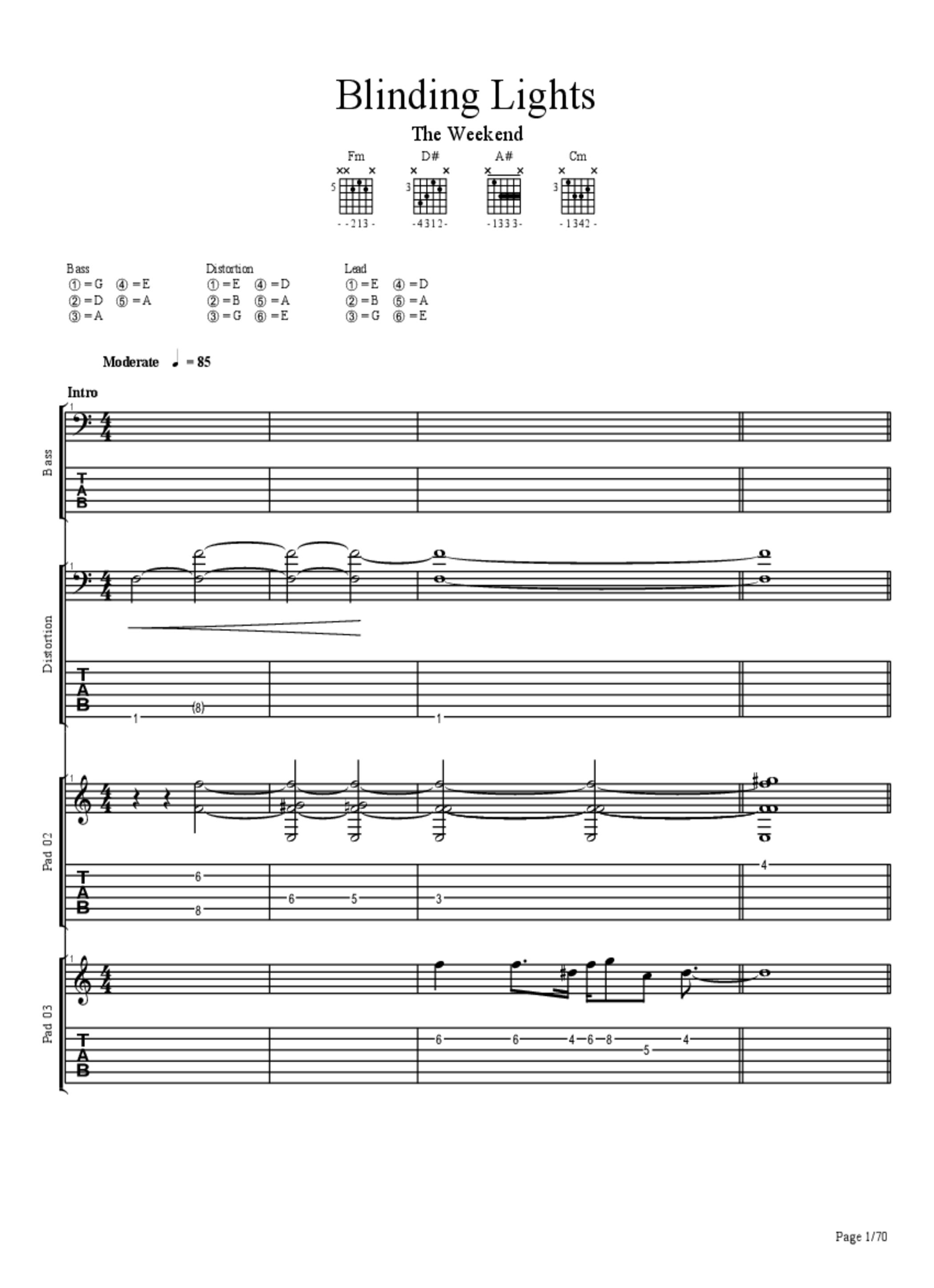 Blinding Lights Drum Tab & Chords TheWeeknd